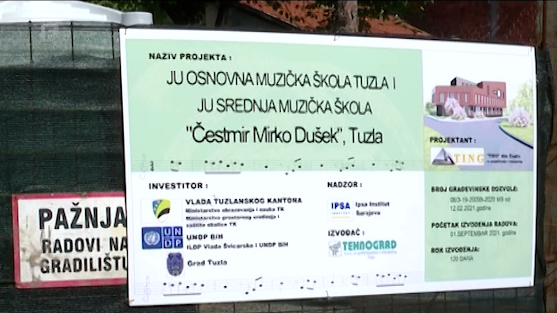 Vrata nove muzičke škole u Tuzli će biti otvorena 1. septembra ove godine